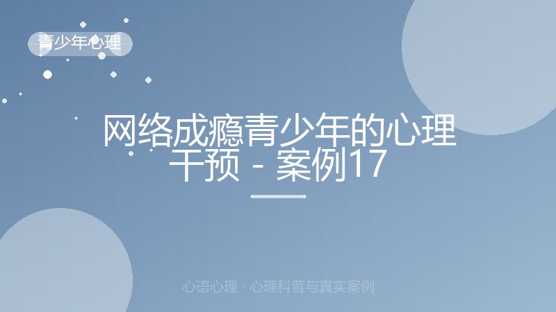 网络成瘾青少年的心理干预 - 案例17