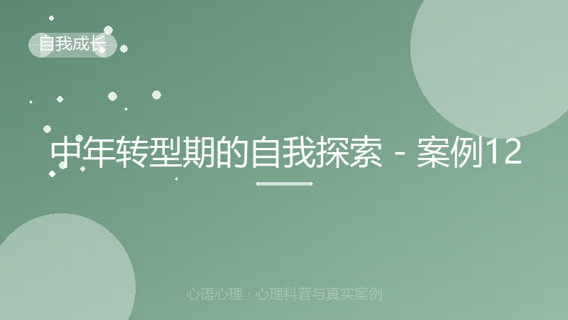 中年转型期的自我探索 - 案例12