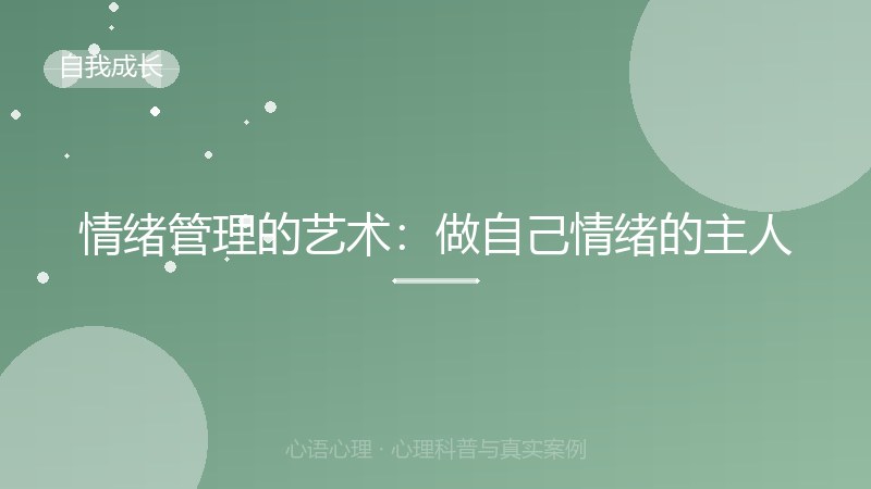 情绪管理的艺术：做自己情绪的主人