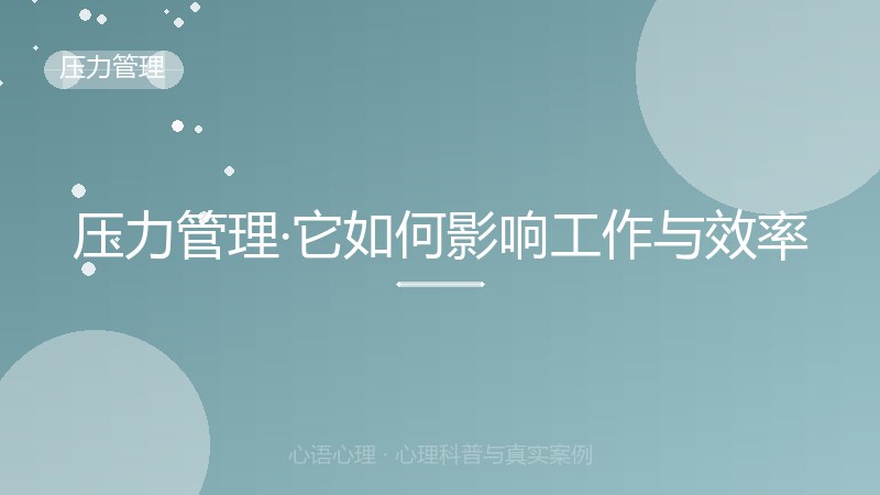 压力管理·它如何影响工作与效率