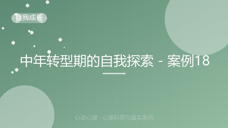 中年转型期的自我探索 - 案例18