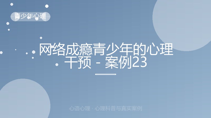 网络成瘾青少年的心理干预 - 案例23