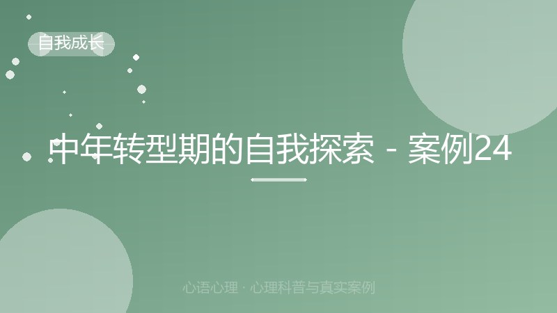 中年转型期的自我探索 - 案例24
