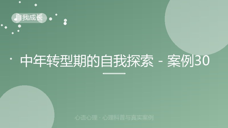 中年转型期的自我探索 - 案例30