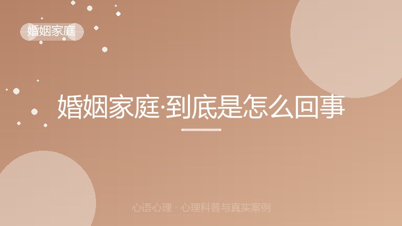 婚姻家庭·到底是怎么回事